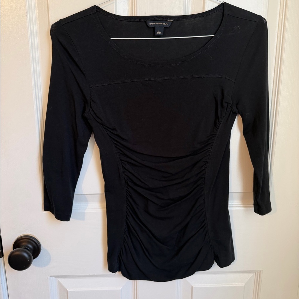 Banana Republic Black Ruched Blouse